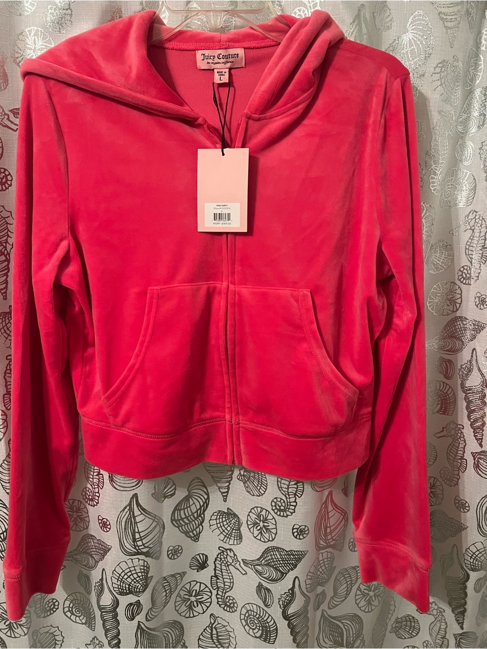 Juicy Couture Hot Pink Velour Zip-Up Hoodie women’s Size large